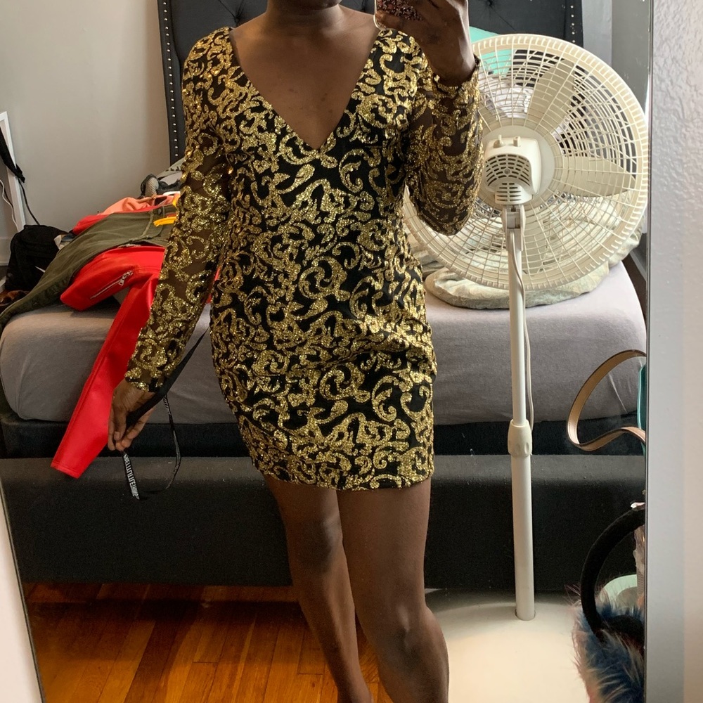 Black & Gold glitter sheer dress